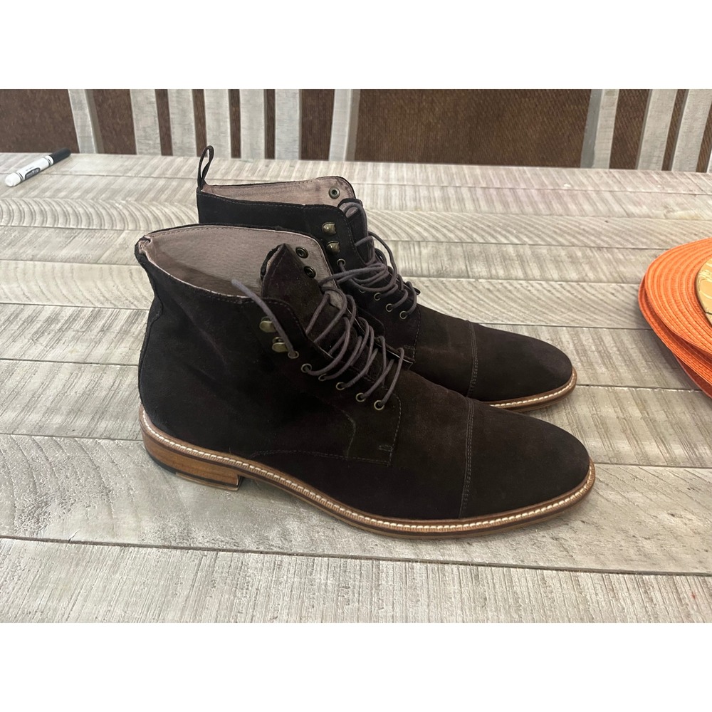 Banana Republic Mens Dark Brown Suede Cap Toe Lace Up Boots Size 10.5